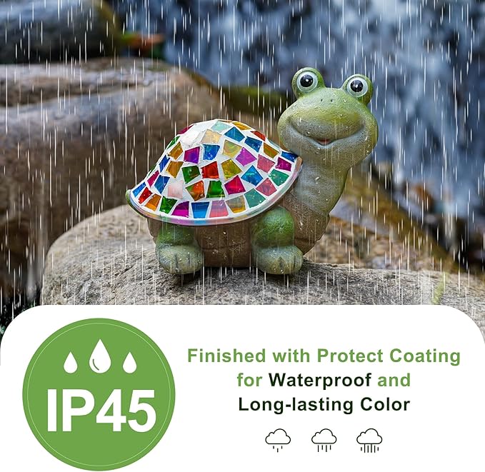 MININOVA Solar Mosaic Turtle Statues Outdoor Garden Decorations with Waterproof Mosaic Light Yard Lawn Porch Patio Home Ornaments Gifts for Women