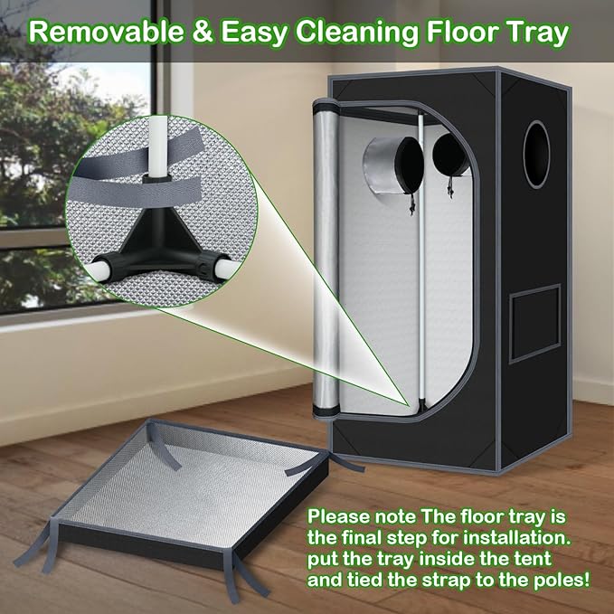 24"x24"x55" Grow Tent for Indoor Plants 600D Mylar Hydroponic High Reflective GrowTents for Plant Fruit Flower Veg Growing