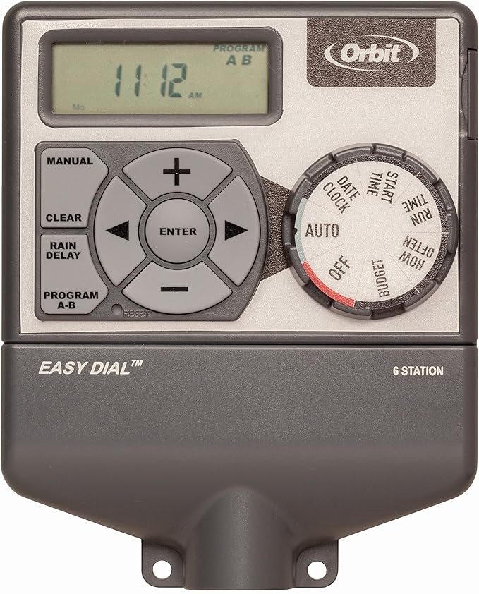 Orbit 28966 Easy Dial 6-Station Indoor Sprinkler Controller Gray