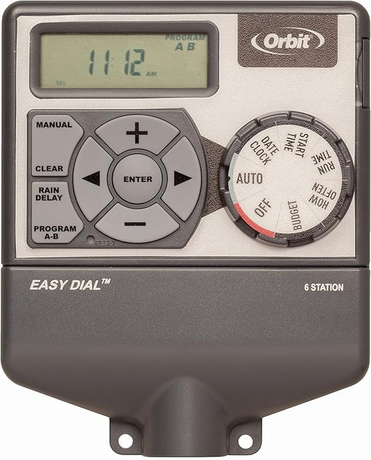 Orbit 28966 Easy Dial 6-Station Indoor Sprinkler Controller Gray