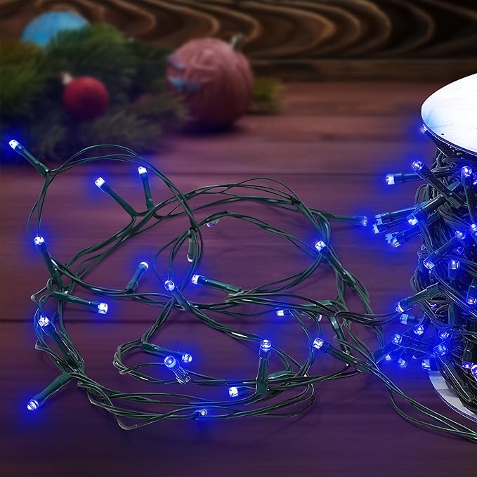 Christmas Light 1000 LEDs 336ft Green Cable Wire Fairy String Tree Twinkle Lights Plug in 12 Modes for Christmas Party, Outdoor, Garden, Wedding, Home Decoration (Blue)