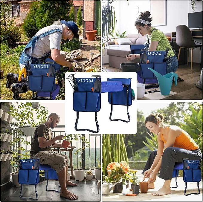 Garden Kneeler and Seat Heavy Duty,Gardening Stools and Seats for Seniors,Garden Seat and Kneeler Foldable Kneeling Bench with 2 Tool Pouches,Extra Wide Garden Bench for Kneeling and Sitting
