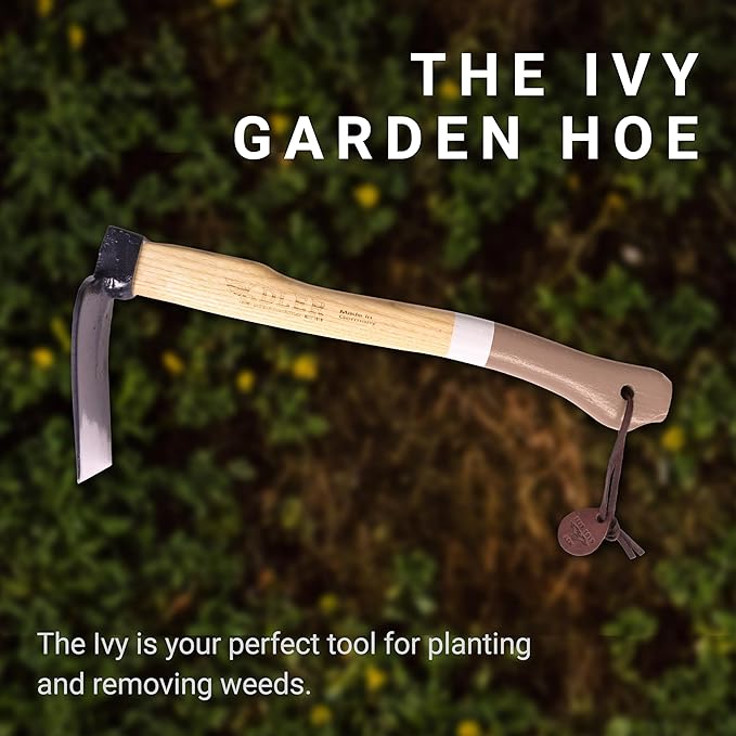 Adler - The Ivy Garden Hoe, Heavy Duty Yard Tool Lawn Care, Loosening Soil, Weeding, and Digging, Steel Head 3.9 inches, Wood Handle 17.7 inches (Mocha)