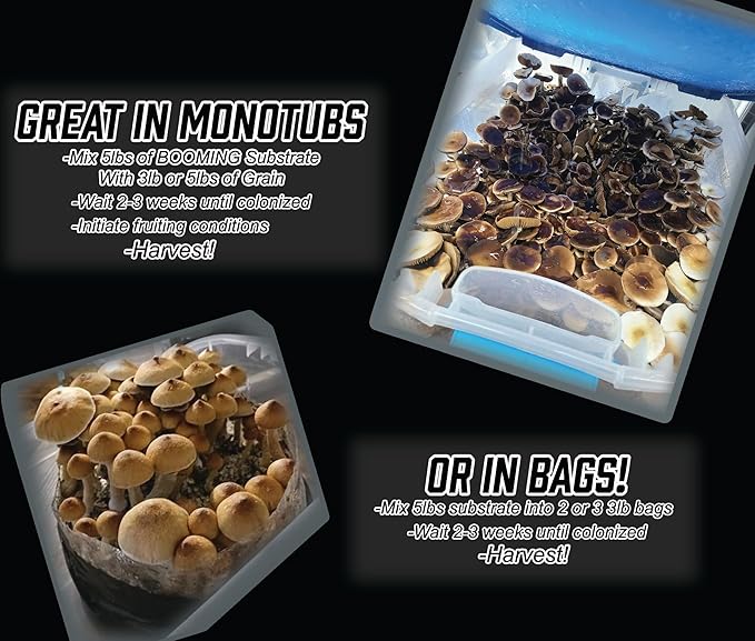 Booming Substrate | 3lb Coir Vermiculite Gypsum CVG Sterilized Substrate Blend | Ready to Use Mushroom Substrate Perferct for Manure and Dung Loving Mushrooms (3lb)