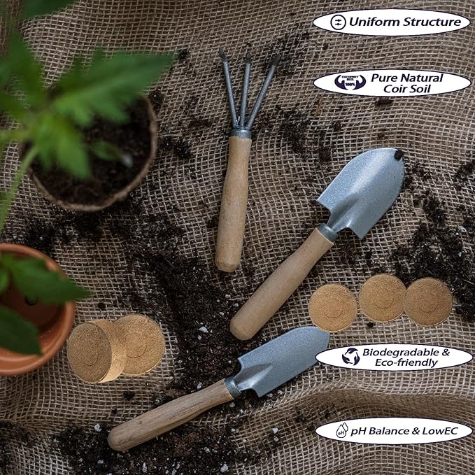 105 Pcs 50mm Compressed Coconut Coir Potting Soil,Coco Coir Pellets for Plants,Coco Fiber Pellets for Planting, Garden, Bonsai, Vegetables & Flower