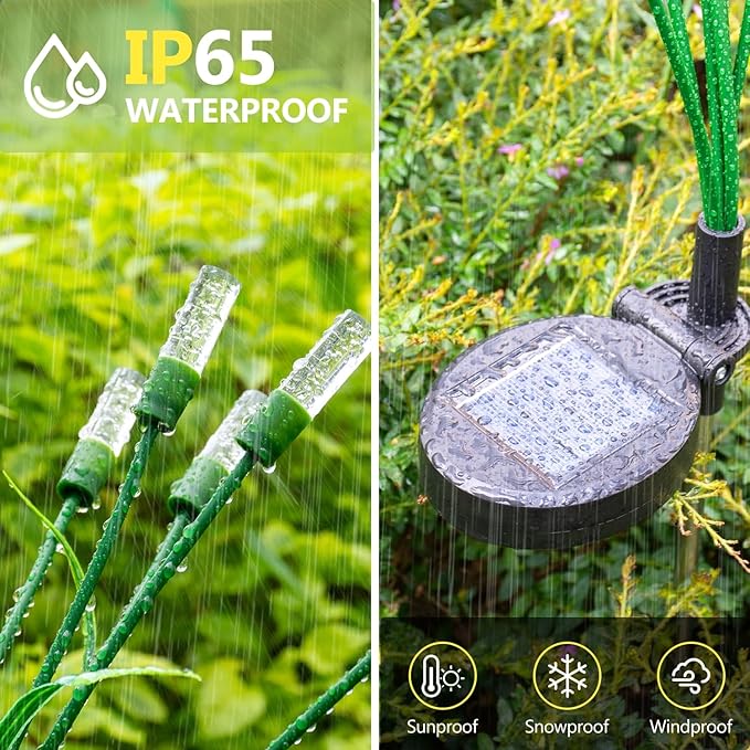 Solar Lights Outdoor Waterproof Upgraded Outdoor Solar Lights for Yard Patio Garden Decor, Solar Lights for Outside Gardening Supplies 2pack, Firefly Garden Lights Solar Powered Outdoor (Large)