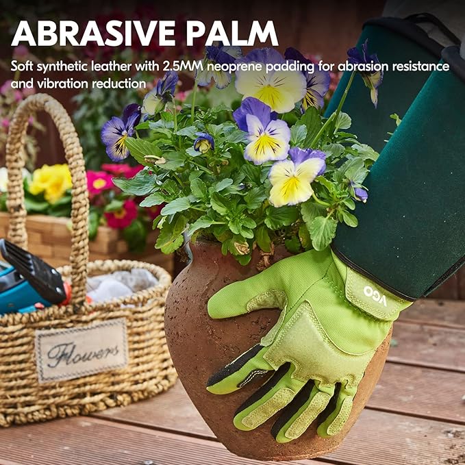 Vgo... Gardening Gloves Ladies,Safety Work Gloves,Long Sleeves Gauntlet,Puncture Proof,Touchscreen(Size S,Light green,SL7477)