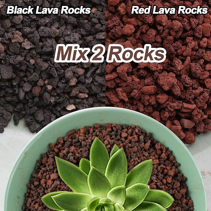 3lb Mix Lava Rocks for Plants-Horticultural Volcanic Rock Gravel for Landscaping Plants Drainage, Succulents, Bonsai, Vase Fillers, Terrarium Plants, Top Dressing