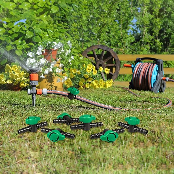 6 PCS Irrigation Barbed Ball Valve Fits for 1/2 Inch Drip Tubing, Drip Line Parts Shut Off Valve for Drip Irrigation and Aquariums