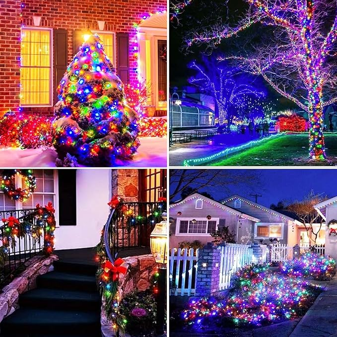 Solar Christmas Lights Outdoor, Upgraded 137FT 400LED Power with Remote,19 Modes Waterproof Solar String Lights for Outside Garden Home Christmas Decorations (Multicolor)