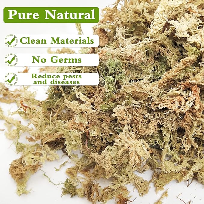 Legigo 7OZ Premium Sphagnum Moss for Plants- 8QT Natural Succulent Carnivorous Plant Moss Dried, Long Fiber Orchid Moss for Orchid Repotting Succulent Sarracenia Potted Plants Gardening and Reptiles