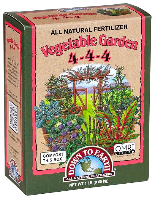 Down to Earth Organic Vegetable Garden Fertilizer 4-4-4, 1lb