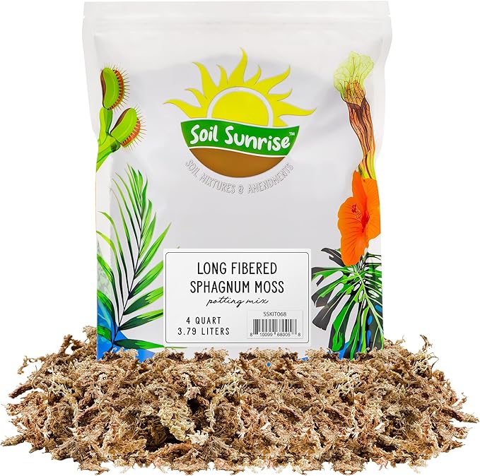 Long Fibered Sphagnum Peat Moss (4 Quarts), All Natural Dried Moss for Orchids, Carnivorous Plants, Decorating, Terrariums