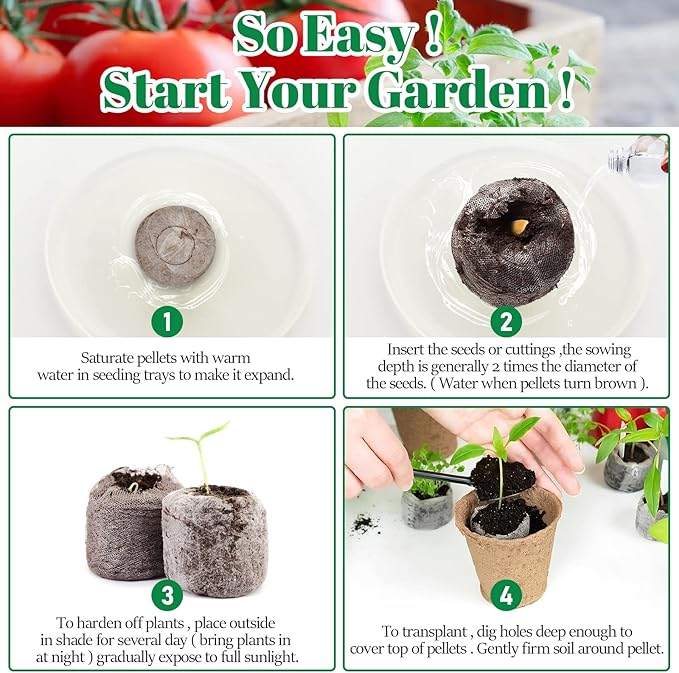 Legigo 200 Pcs 40mm Seed Starter Peat Pellets Pods for Seedlings- Compressed Seed Starting Pellets Seed Starter Pods Plugs Soil Peat Pods for Starting Seeds, Garden Planting Herb Flower Vegetables