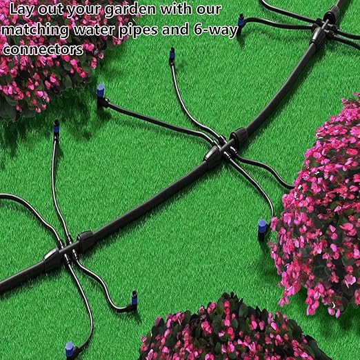 50 Foot (15 m) 1/2 Inch Drip Hose with 4pack 6 Way Connector for Quick Connector Irrigation Systems,Garden Irrigation Systems or Blank Distribution Hoses for Any Project