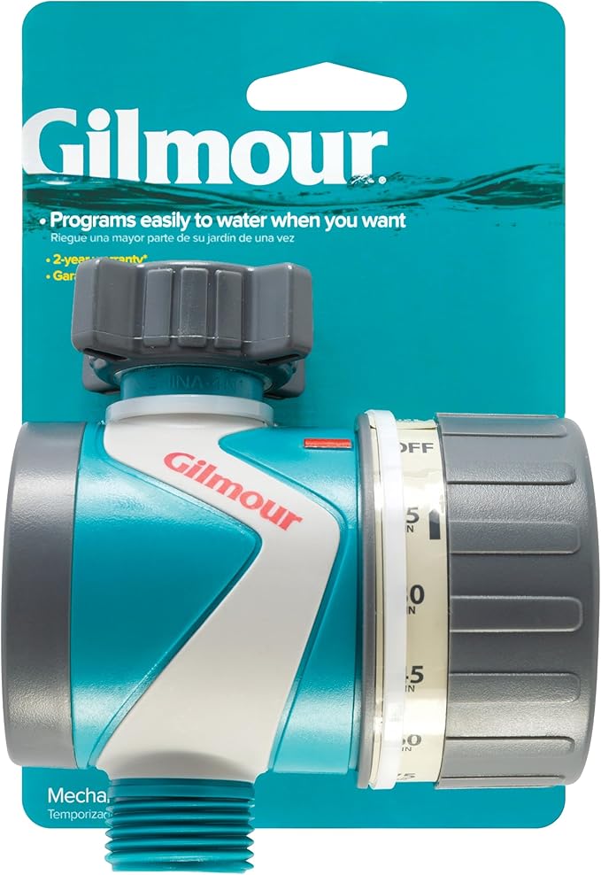 Gilmour Single Outlet Mechanical Water Timer for Garden Hose, Irrigation Timer for Sprinklers and Drip Lines, Blue