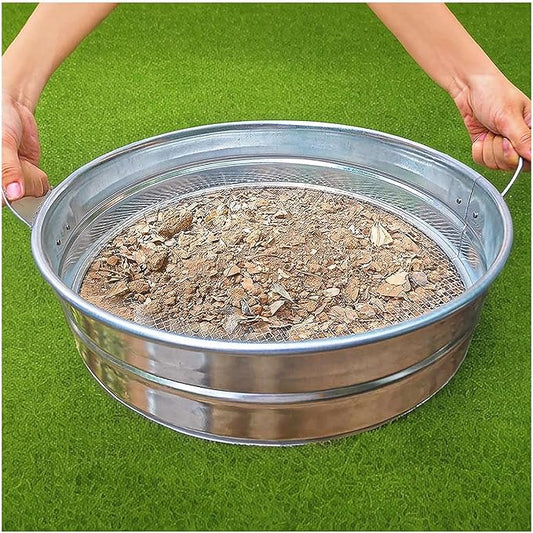 19'' Extra Large Soil Sifter with Handles, Compost Sifter for Gardening, Dirt Sifter,Rock Sifter,Garden Sieve for Compost Dirt Rocks Pellet Gravel Sand Leaves,Garden Tool 19" x19"x4.3" with 1/4" Mesh