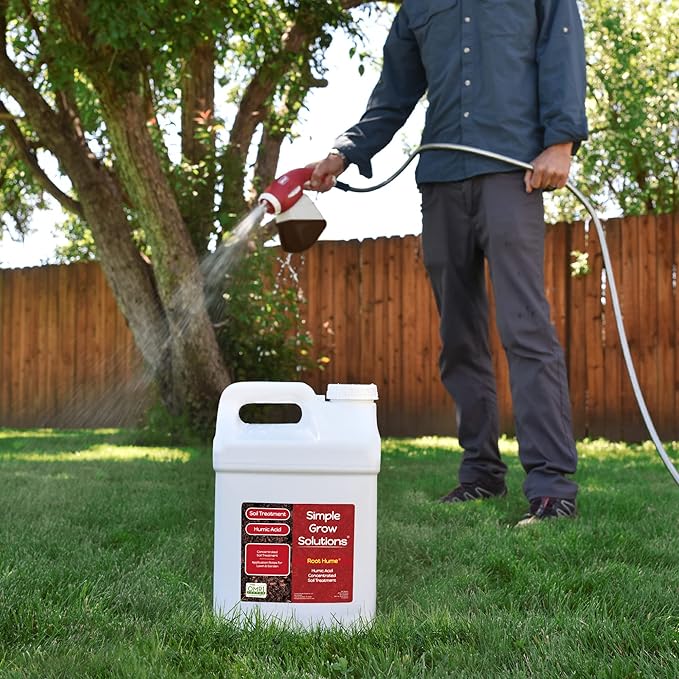 Organic Humic Acid Blend for Lawn and Garden - Root Hume - Concentrated Liquid Soil Conditioner for All Grass Types -Simple Lawn Solutions- OMRI Organic - Use with Fertilizer Program (2.5 Gallon)