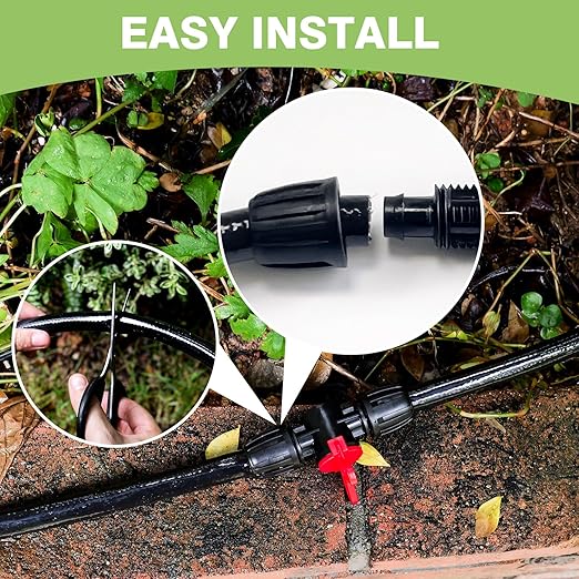 40 FT 1/2 inch Drip Irrigation Irrigation kit Main Line Supply Hose Tube for Garden Irrigation System (Includes 1/2" Straight Connector, 3-Way Connector, Switch Valve)