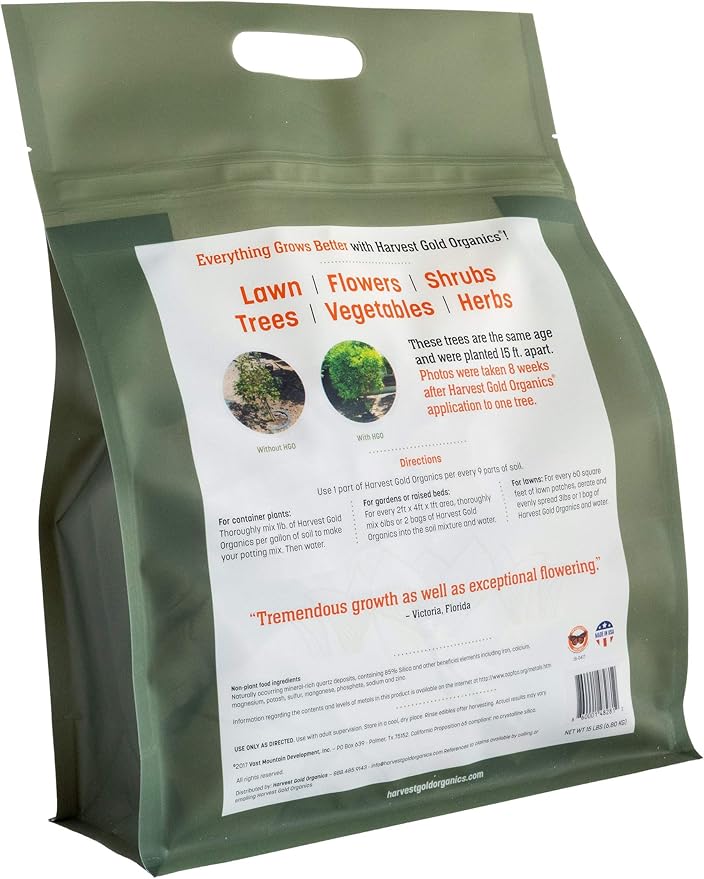 Organic Soil Conditioner, Natural Soil Amendment for Houseplants, Flowers, Lawns, Gardens and Trees, Provides Natural Silica and Micronutrients for Plants (15 Pound Bag)