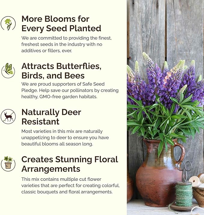 Eden Brothers Oklahoma Wildflower Mixed Seeds for Planting, 1/4 lb, 120,000+ Seeds with Lupine, WallFlower | Attracts Pollinators, Plant in Spring or Fall, Zones