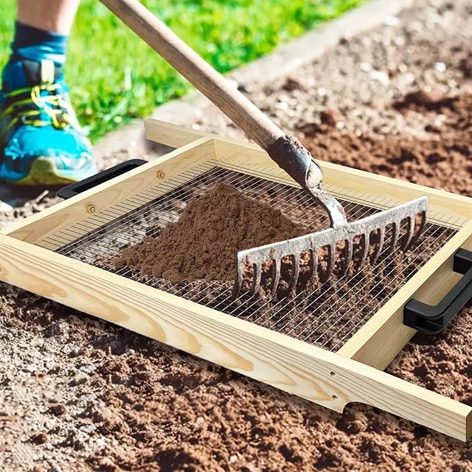 Montex Soil Sifter Large, Garden Rock Sifter, Garden Sifter for Sifting Soil, Worm, Leaves, Loam Soil, Sand and Gravel, Suitable for Wheelbarrow and Handheld.