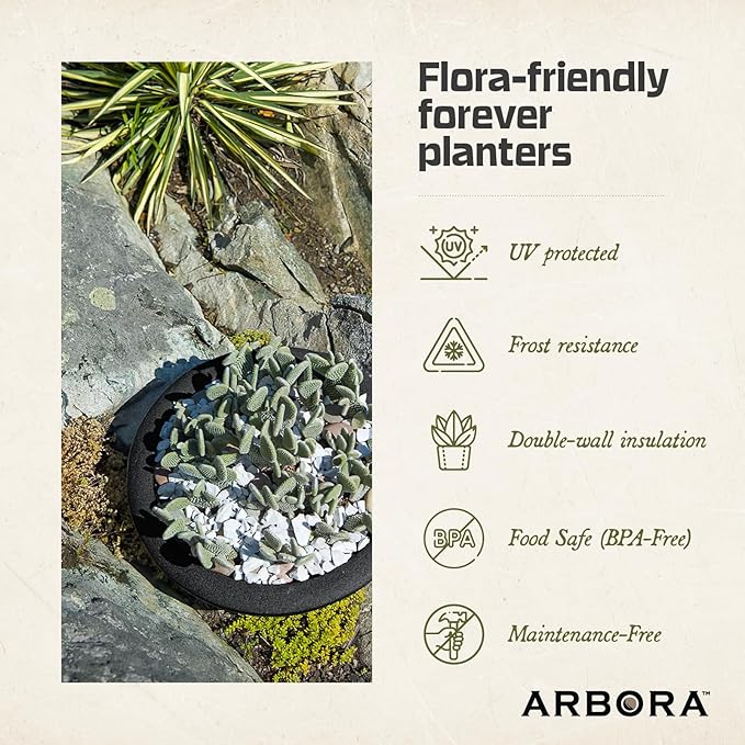 ARBORA 21" and 26” Santorini Bowls with Classic Black Finish - Polyresin Indoor and Outdoor Planters, Durable, Weatherproof, Lightweight, Large Plant Pots for Patio, Garden, Deck