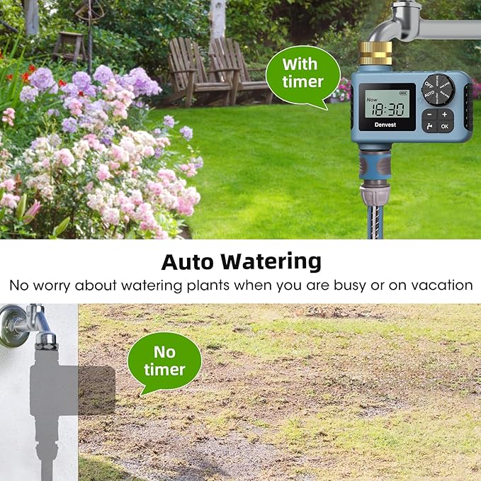 2 Packs Hose Timer with Brass Inlet, Water Timer for Garden Hose Faucet, Sprinkler Timer Outdoor