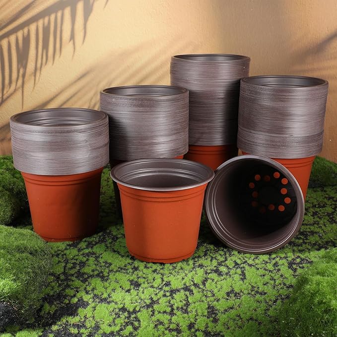 Hushee 1500 Pcs 5 Inch Plastic Plants Nursery Pots Seed Starting Pots Seedling Plant Pots with Drainage Holes Plastic Planters Planting Pots Indoor Outdoor for Flower Transplanting(Classic)
