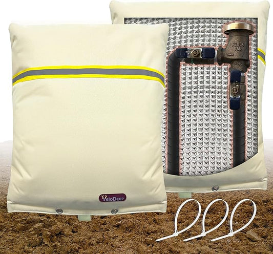 Backflow Preventer Insulation Cover, 24" W x 26" H YeloDeer Reusable Waterproof Sprinkler Valve Cover with Aluminum Foil, Outdoor Well Pump Cover Insulated for Winter Freeze Protection.