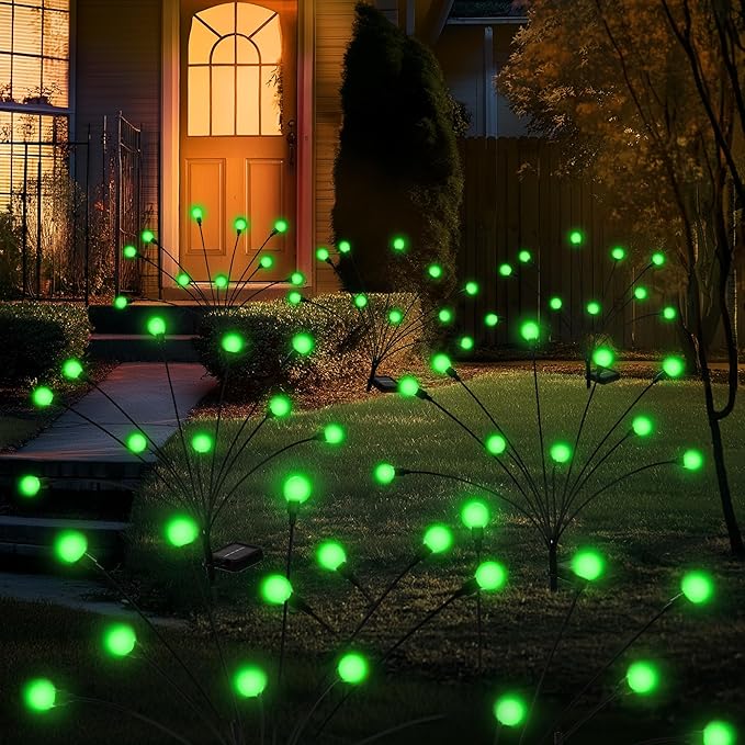 Solar Garden Lights,Halloween Lights Outdoor 60 LED Firefly Halloween Garden Lights Outdoor,Solar Lights for Outside,Solar Lights Outdoor Waterproof for Halloween,Christmas,Yard,Patio(Green)