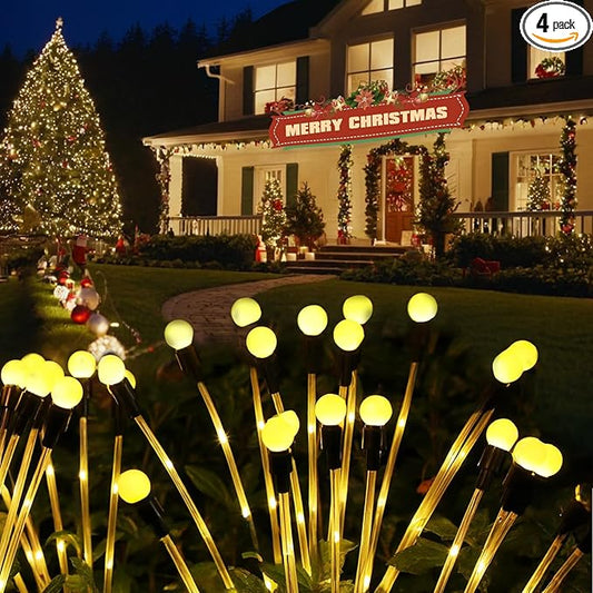 Solar Garden Lights, Upgraded Solar Lights Outdoor Waterproof, 4-Pack Solar Swaying Light-Sway by Wind, 32 LED Firefly Lights Solar Outdoor for Yard Patio Pathway Decoration (Warm White)