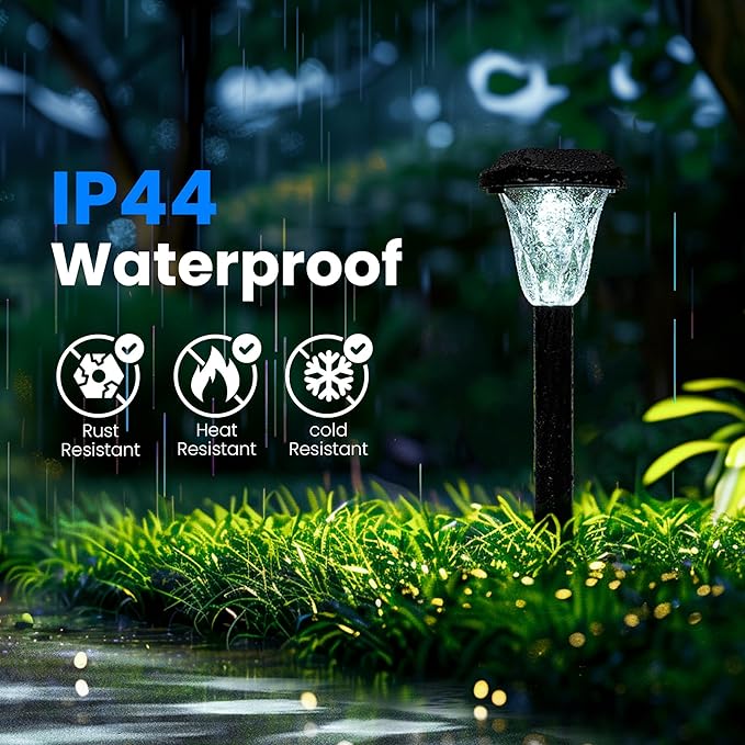 GIGALUMI Solar Outdoor Lights,Solar Lights Outdoor Waterproof 10 Pack,Cool White Solar Pathway Lights for Outside,Outdoor Lights Solar Powered Garden Decoration for Pathway,Patio,Lawn,Yard