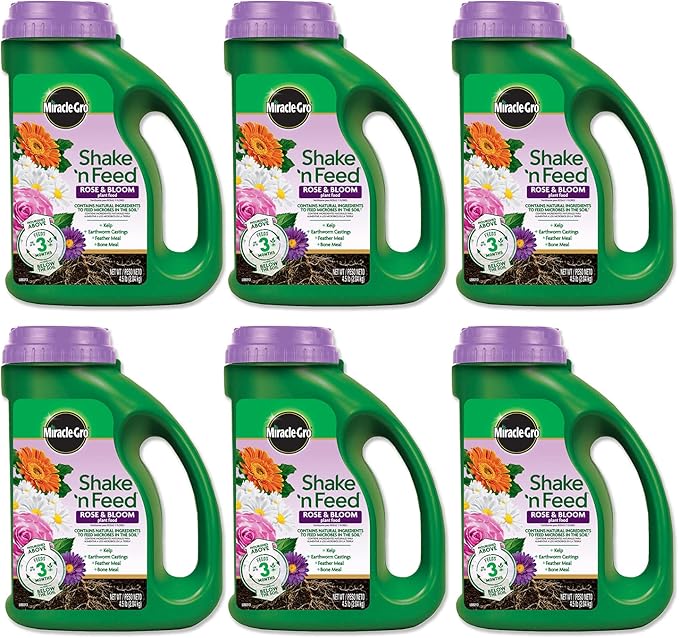 Miracle-Gro Shake 'N Feed Rose & Bloom Plant Food, Plant Fertilizer, 4.5 lbs. (6-Pack)