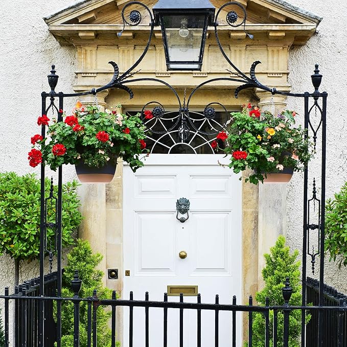 Set of 2-8 Inch Hanging Planters for Indoor Plants with Self-Watering Includes Hanging Pots for Plants, Outdoor Hanging Plant Pot with Drainage, and 2 Types of Hanging Baskets Hangers (Black)