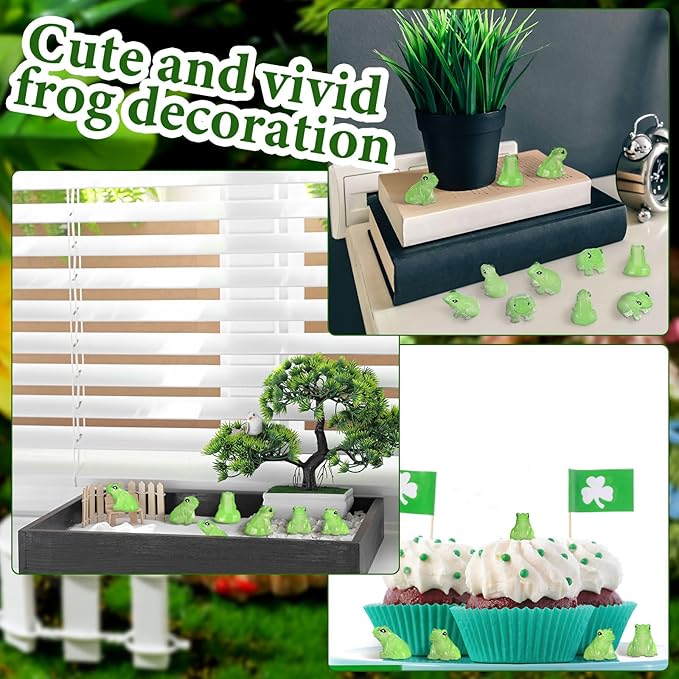 Shappy 140 Pcs Resin Mini Frogs Miniature Figurines Animals Glow in The Dark Tiny Frogs for Garden Landscape Micro DIY Ornament Accessories Home Decor