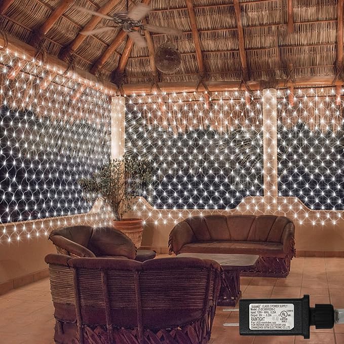 Echosari 720 LED Net Light 20ft x 13ft Large Size Bush Light Plug-in, IP68 Fully Waterproof Outdoor for Garden Backyard Wall Trees Party Holiday Decoration (Cool White)