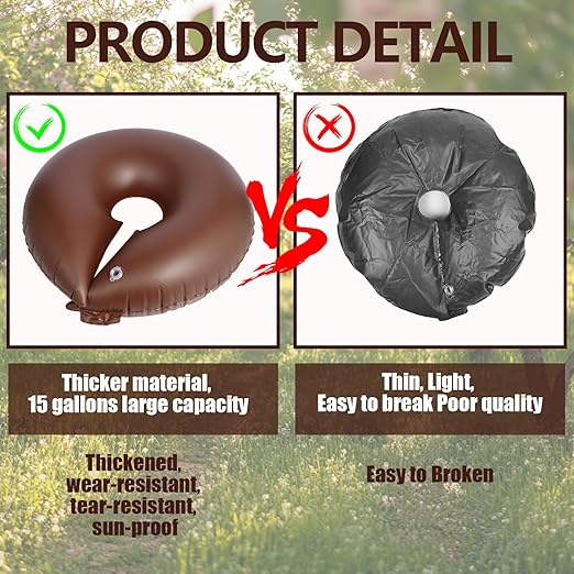 TezhiIe 3 Pack 15 Gallon Tree Watering Ring Bag, PVC Drip Irrigation Water Pouch Automatic Drip System, Watering Donuts for Trees, Deep Root & Low-Profile Slow Release Watering Bag