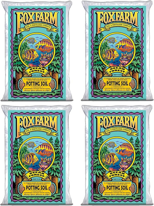 FoxFarm Ocean Forest Potting Soil, 1.5cu ft (Pack of 4) - Light, Aerated Texture, Designed for All Container Plants - pH Adjusted for Optimal Nutrient Uptake, Effectively Retains Moisture