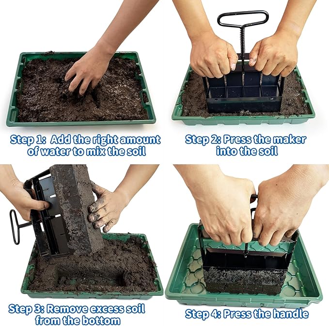 Soil Blocker 2 inch Seed Block Maker with 3-in-1 Soil Tester for Home, Garden, Lawn, Farm, Indoor and Outdoor Use, Promote Plants Healthy Growth