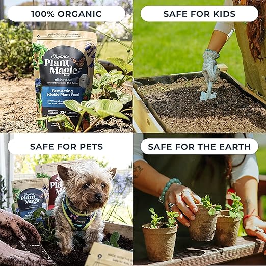 Organic Plant Magic - Truly Organic™ Fast-Acting Soluble Plant Food: All-Purpose Fertilizer Concentrate for All Flower Vegetable Herb Fruit Tree Shrub Container Garden & House Plants [Two 1 lb Bag]