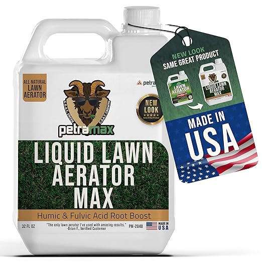 PetraMax Liquid Aeration for Lawn with Humic & Fulvic Acid Biostimulants, Liquid Aerator, Liquid Aerator, Soft Soil Liquid Aerator, Lawn Aeration, Soil Loosener, Soil Aerator, 40,000 sq ft (32 Oz)