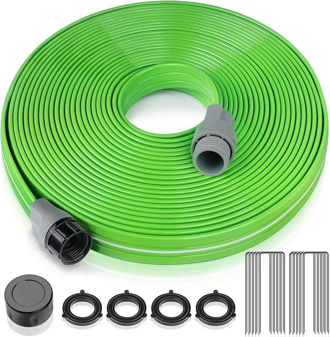 LAVEVE Sprinkler Soaker Hose for Yard 15 FT, Heavy Duty Garden Water Hoses with Stakes, Sprinklers System for Lawn, Flexible Drip Irrigation Tubing