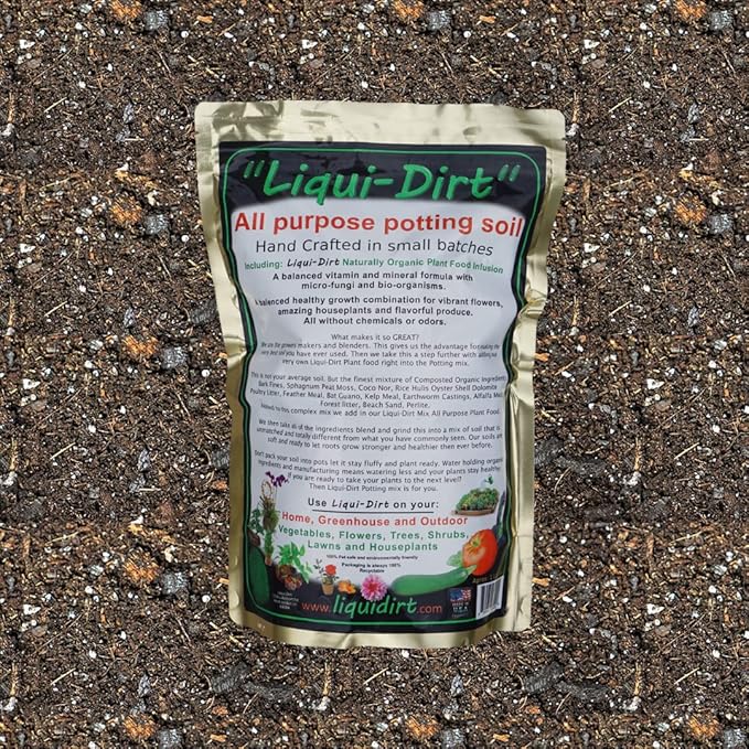 Liqui-Dirt Natural Potting Soil Bio-Organic Mix for Indoor & Outdoor Plants - Ideal for Monstera, Succulents, Orchids, Cactus, and More