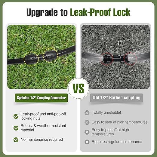 10 Pack 1/2 Inch Drip Irrigation Fittings Coupler Connectors for 1/2" Drip Irrigation Tubing (1/2" ID x 0.60"-0.65" OD), Anti-Leak 1/2'' Drip Line Barbed Straights Connectors for Most 1/2" Tubing