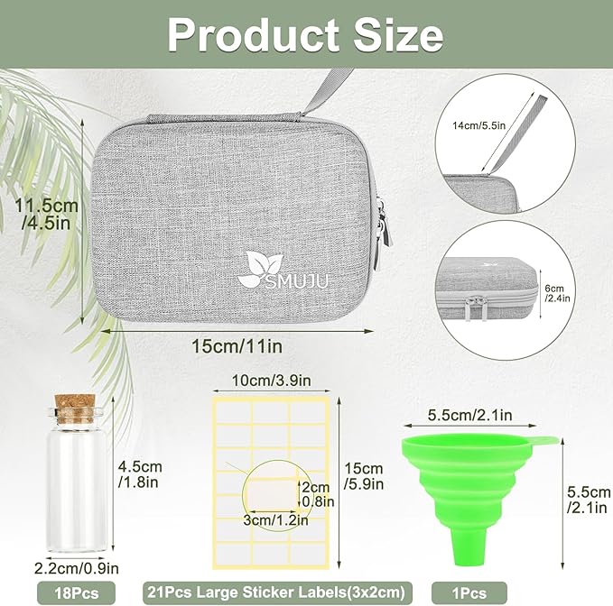 【18 Slots】 Seed Storage Organizer, Sturdy Seed Organizer Storage Box with Dual Zipper Bag and 21Pcs Label Stickers, Glass Seed Storage Container for Flower Vegetable Plants Garden Seeds Saving