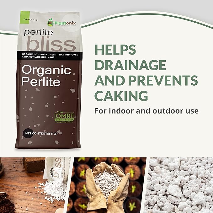 Coco Coir 250gm Bricks (10-Pack) + Perlite Bliss (8 Qts) - OMRI-Listed Coco Coir & Organic Perlite for Plants - Compressed Coco Coir Bricks with Low EC & pH Balance - Horticultural Perlite for Plants