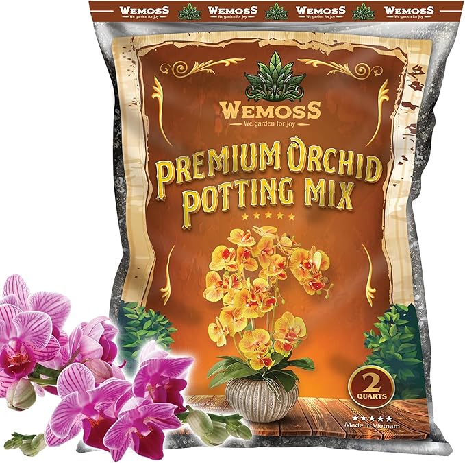 Orchid Potting Mix for Repotting - Pine Bark Mulch, Perlite Stone & Coco Fiber Natural Ingredients - Orchid Bark Potting Mix, Orchid Repotting Kit Drainage Indoor Potting Medium 2QT (2 Quarts)