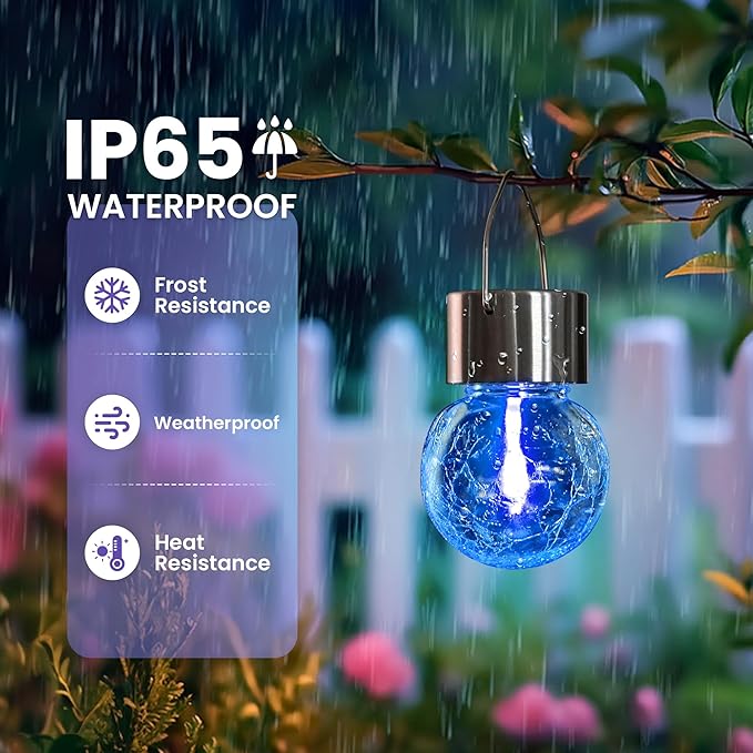 Hanging Solar Lights Outdoor,New Upgraded Moving Led Beads,Solar Powered Waterproof Lighting,8 Pack Hanging Globe Solar Lights for Garden Yard Fence Christmas Decoration (Multiple Colors)