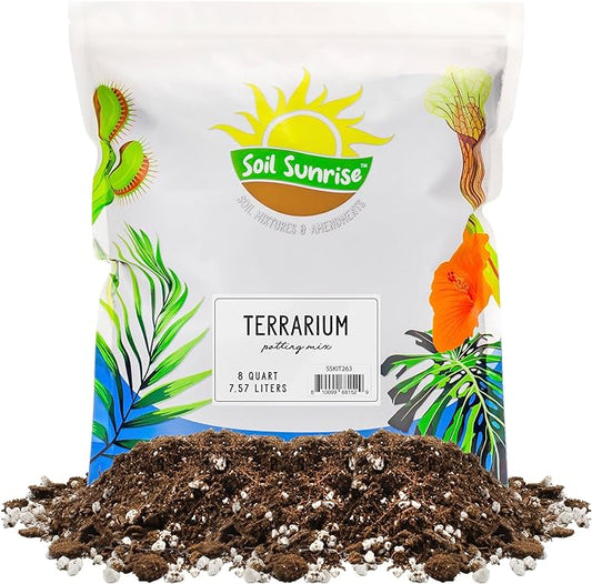 Terrarium Potting Soil Mix (8 Quarts), w/Blended Filtering Charcoal Custom Made for Terrariums